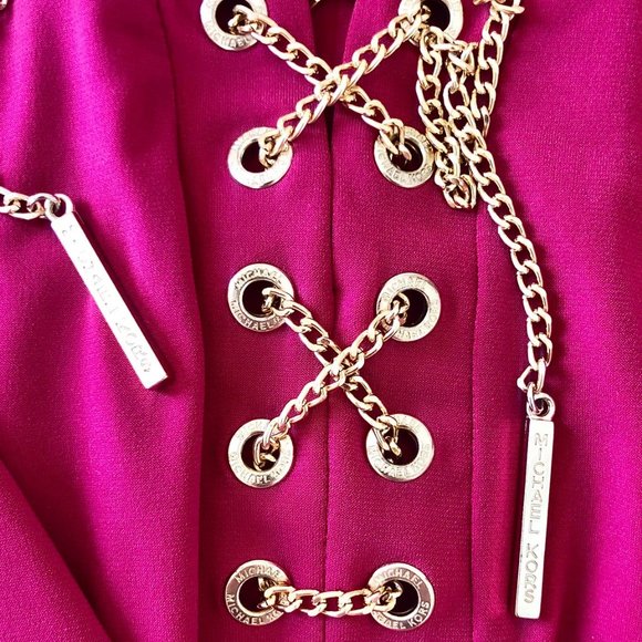 Michael Kors Chain Lace Up Dress Fuschia Pink Workday Fashion Brunch Outfit - Picture 6 of 9